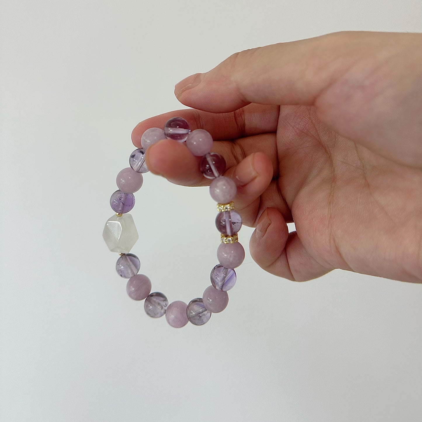 [Whispering Angel] Kunzite & Amethyst Citrine with Irregular Shaped Blue Moonstone