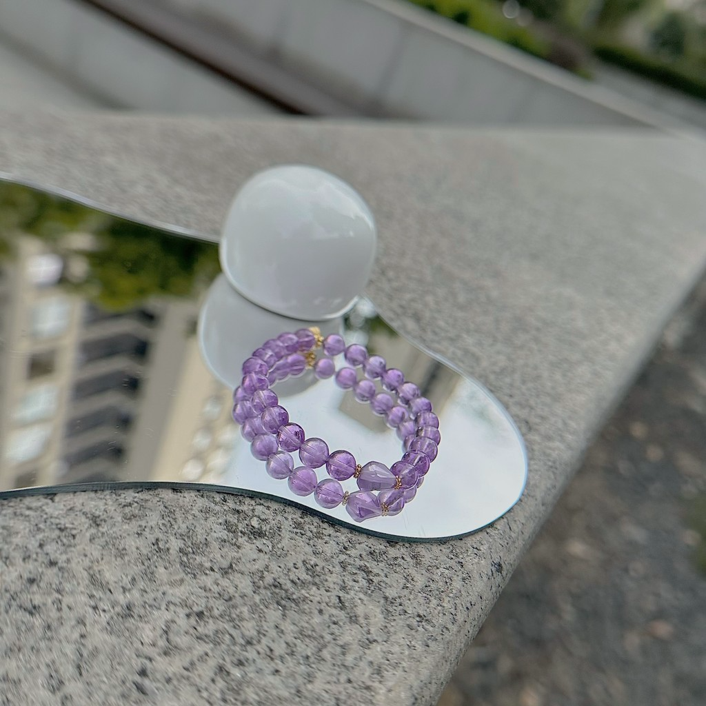 [Lotus Seedpod Charm] Amethyst Bracelet with 24K Gold Plated on Silver Gilded