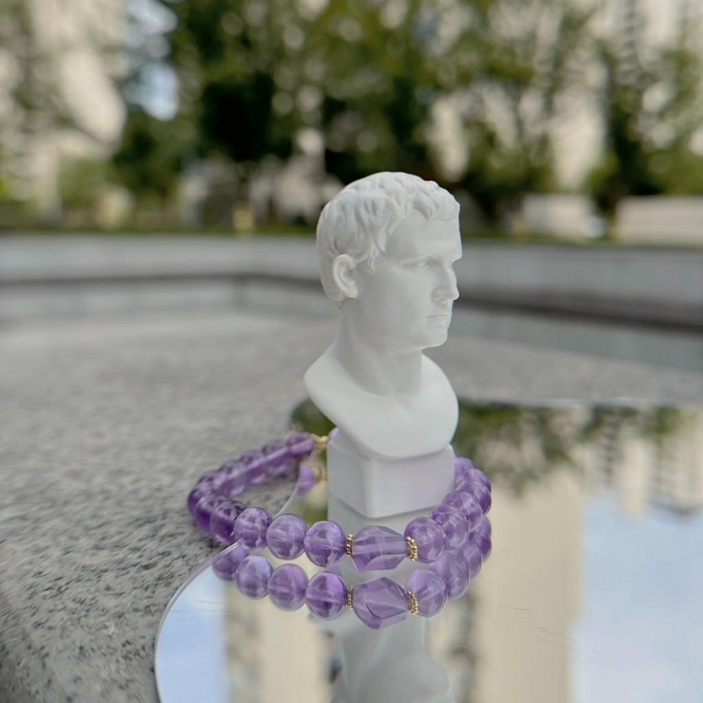 [Lotus Seedpod Charm] Amethyst Bracelet with 24K Gold Plated on Silver Gilded