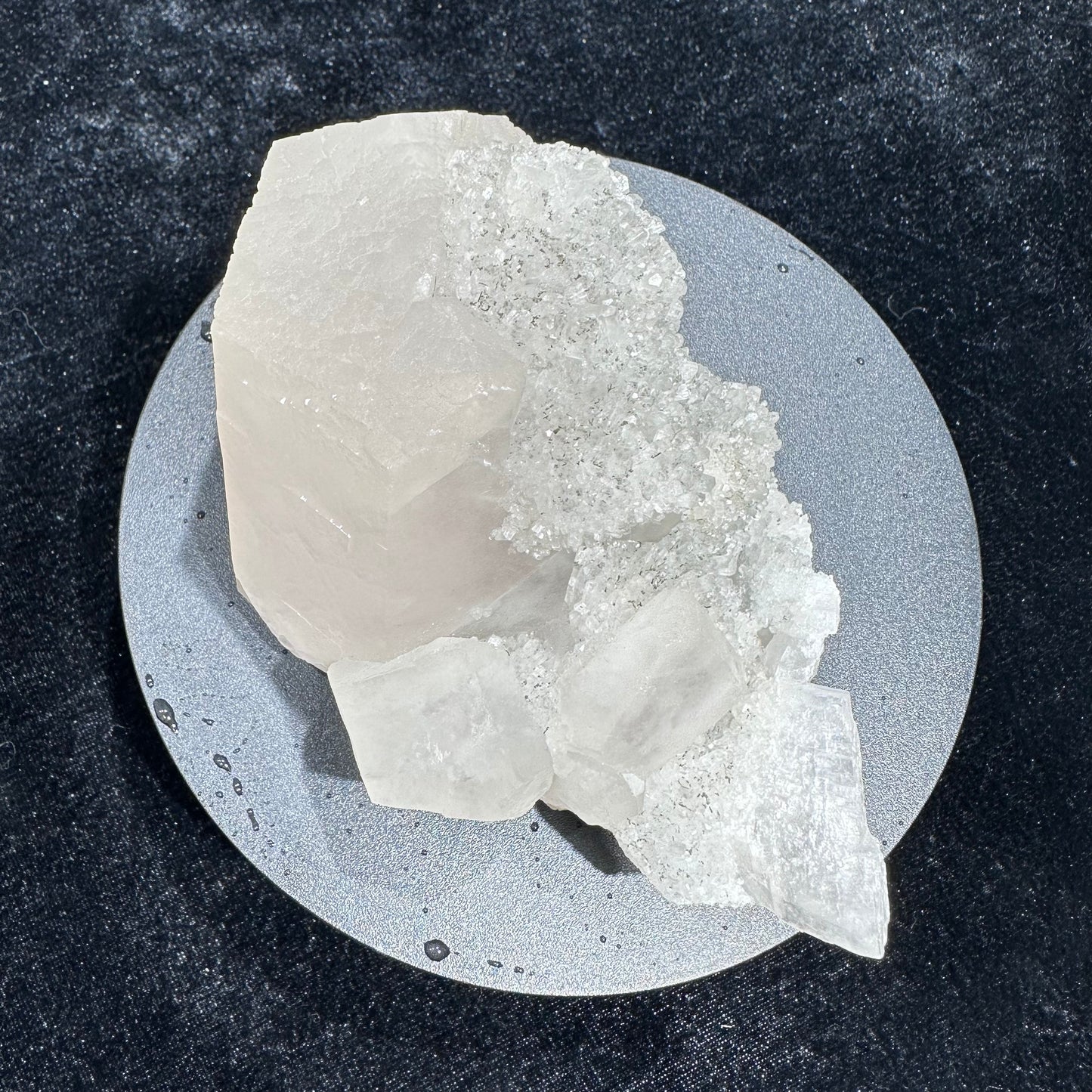 Pink calcite with quartz specimen