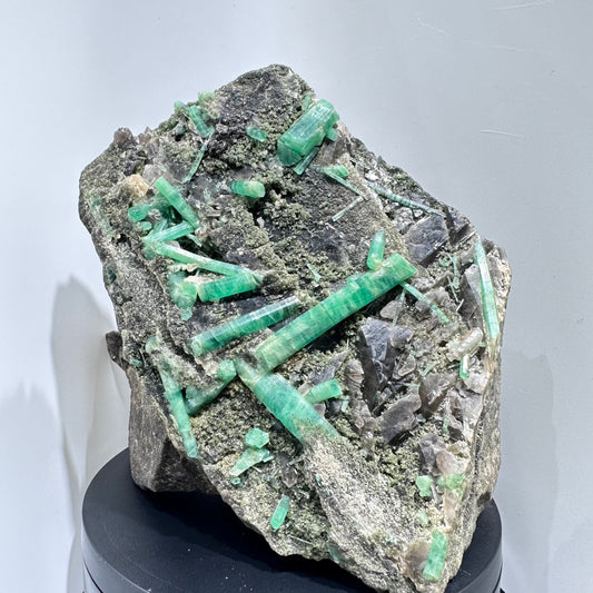 Emerald with smoky quartz specimen