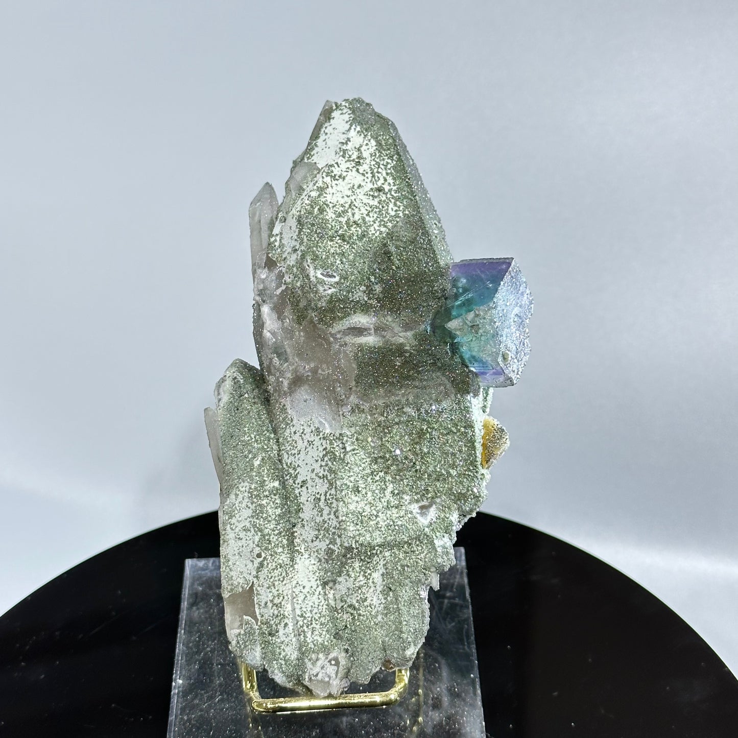 YGX green apple fluorite with garden quartz