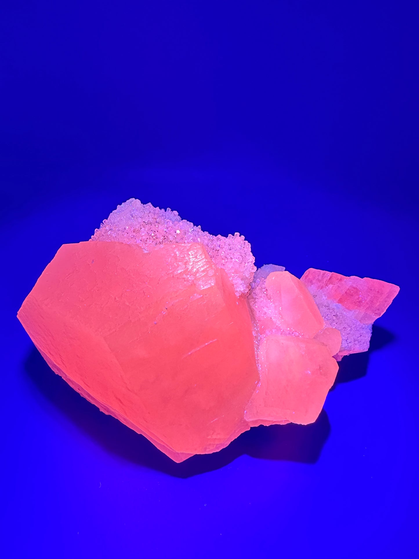 Pink calcite with quartz specimen